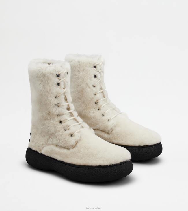 Tod\'s 8NXV173 biely ženy w. g. šnurovacie členkové čižmy z ovčej kože
