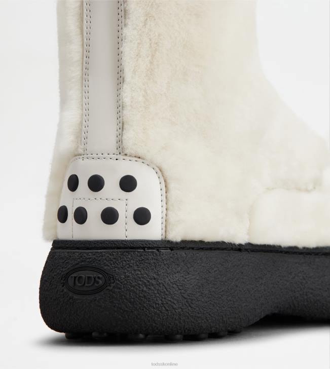 Tod\'s 8NXV173 biely ženy w. g. šnurovacie členkové čižmy z ovčej kože