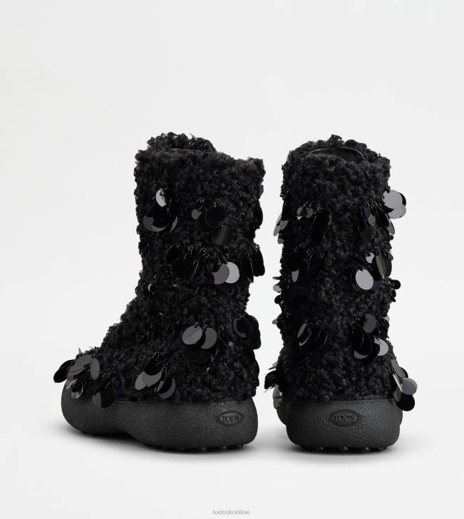 Tod\'s 8NXV174 čierna ženy w. g. šnurovacie členkové čižmy z umelej kožušiny