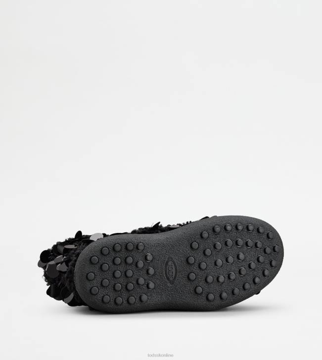 Tod\'s 8NXV174 čierna ženy w. g. šnurovacie členkové čižmy z umelej kožušiny