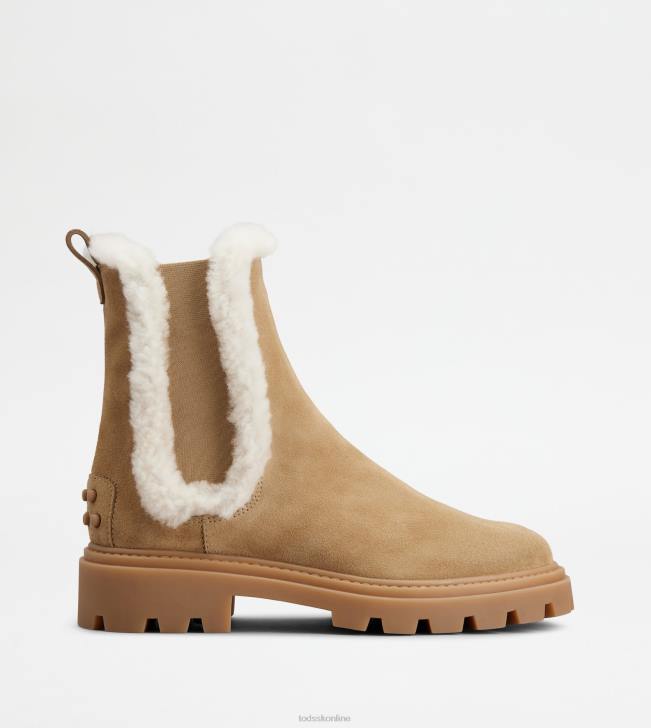 Tod's 8NXV175 hnedá ženy chelsea čižmy zo semišu a ovčej kože