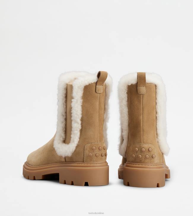 Tod\'s 8NXV175 hnedá ženy chelsea čižmy zo semišu a ovčej kože