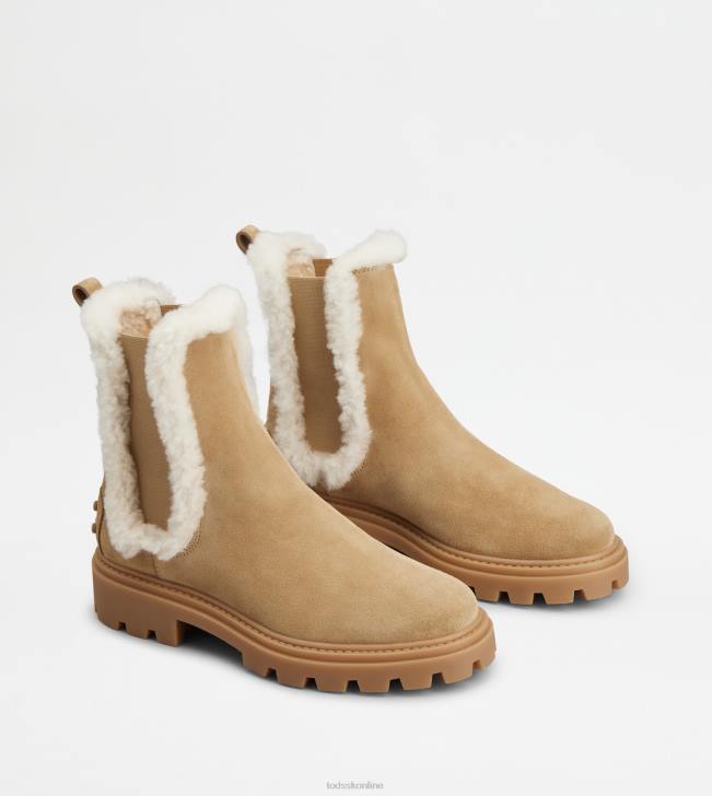 Tod\'s 8NXV175 hnedá ženy chelsea čižmy zo semišu a ovčej kože
