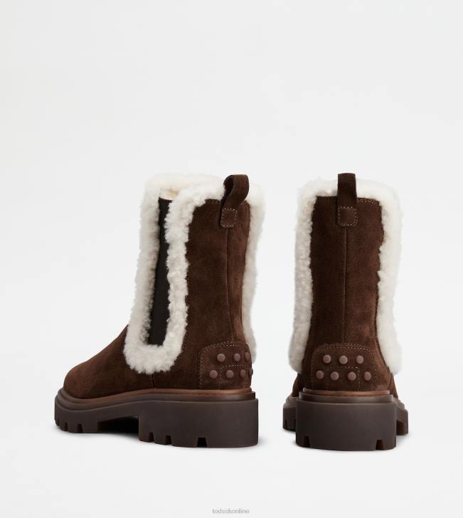 Tod\'s 8NXV176 hnedá ženy chelsea čižmy zo semišu a ovčej kože