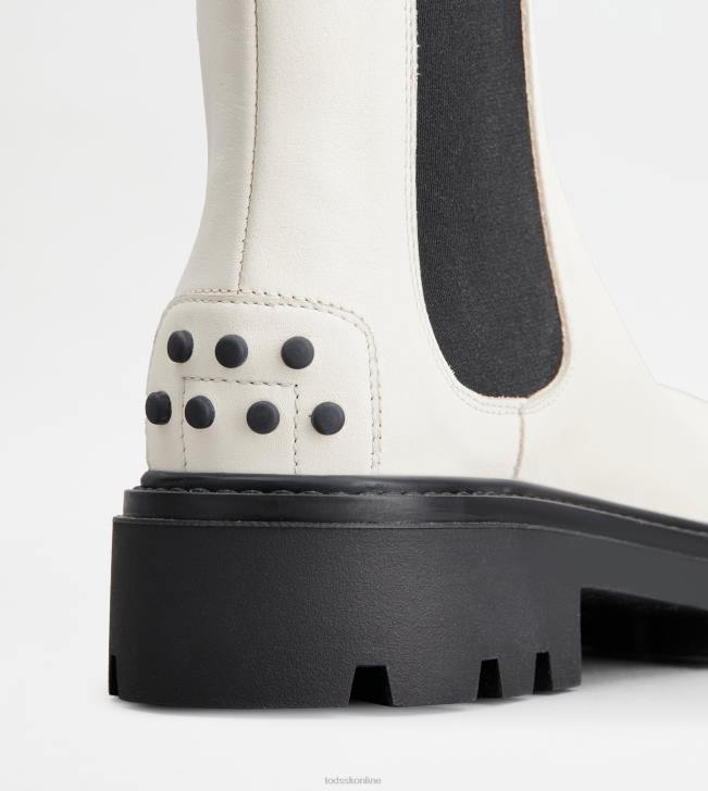 Tod\'s 8NXV177 biely ženy chelsea boots v koži