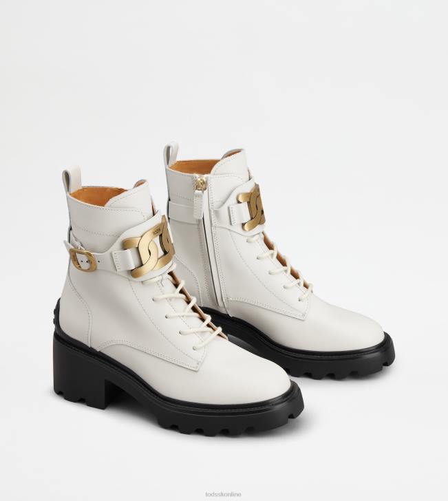 Tod\'s 8NXV178 biely ženy kate členkové čižmy v koži