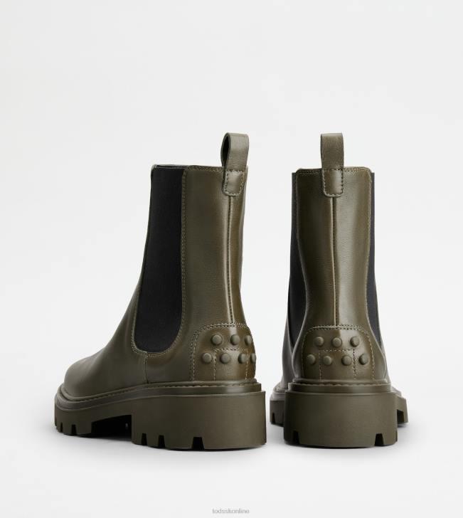 Tod\'s 8NXV179 zelená ženy chelsea boots v koži