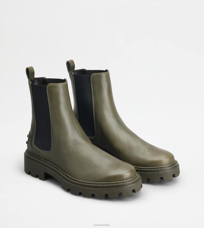 Tod\'s 8NXV179 zelená ženy chelsea boots v koži