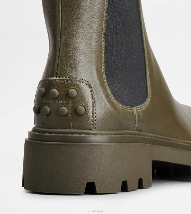 Tod\'s 8NXV179 zelená ženy chelsea boots v koži