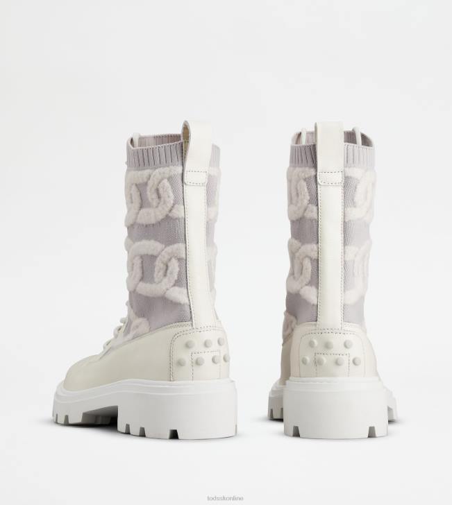 Tod\'s 8NXV181 biely ženy bojové čižmy kate z látky a kože