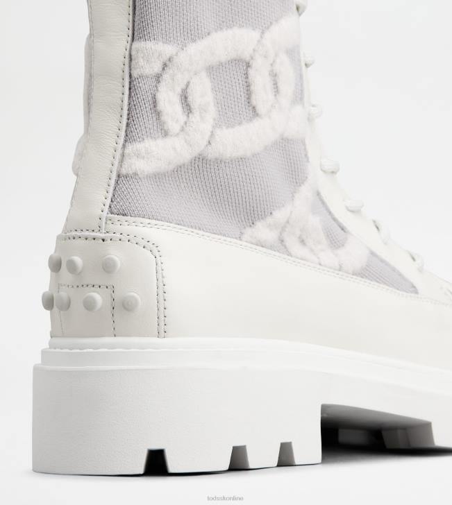 Tod\'s 8NXV181 biely ženy bojové čižmy kate z látky a kože
