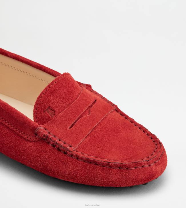 Tod\'s 8NXV635 červená ženy juniorské gommino vodičské topánky v semišovej úprave