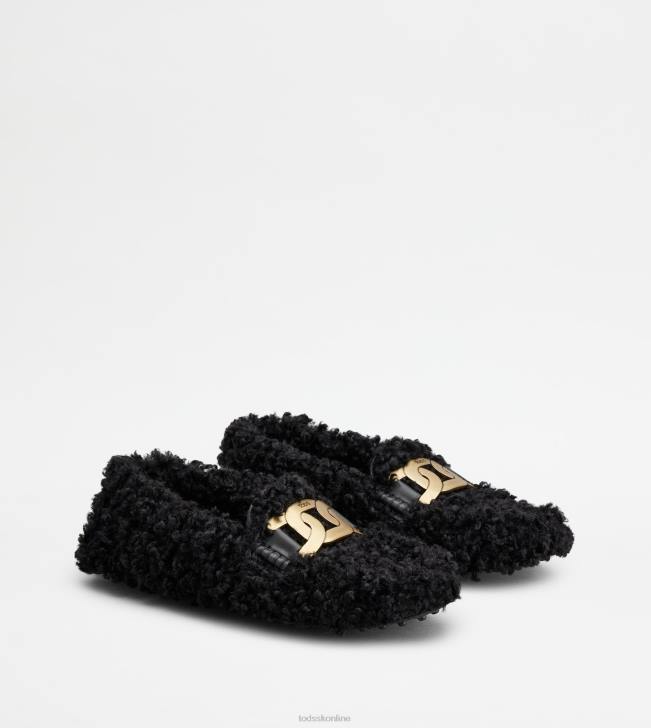 Tod\'s 8NXV115 čierna ženy vodičské topánky kate gommino z umelej kožušiny a kože