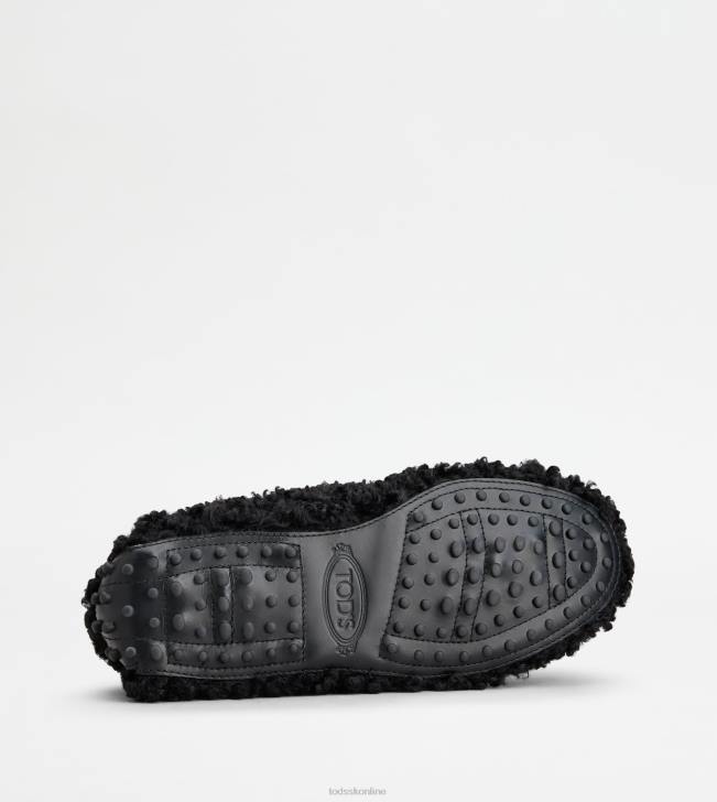 Tod\'s 8NXV115 čierna ženy vodičské topánky kate gommino z umelej kožušiny a kože