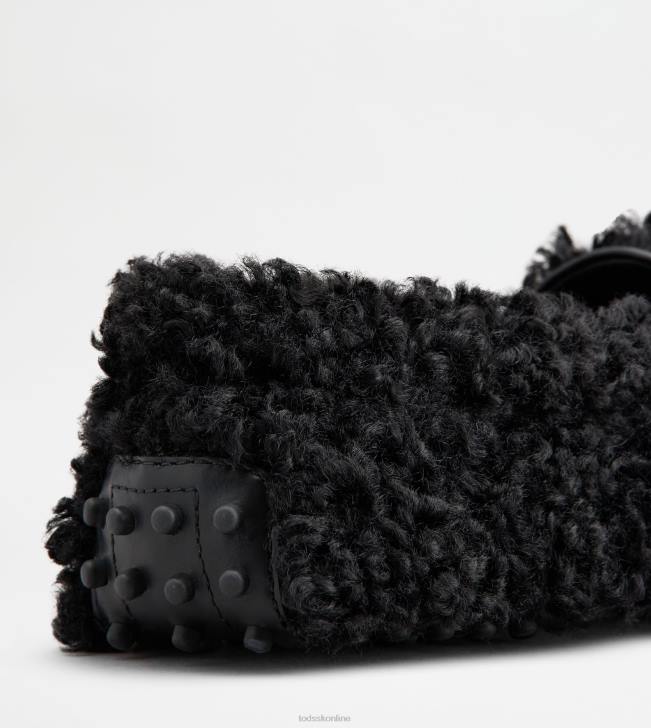 Tod\'s 8NXV115 čierna ženy vodičské topánky kate gommino z umelej kožušiny a kože