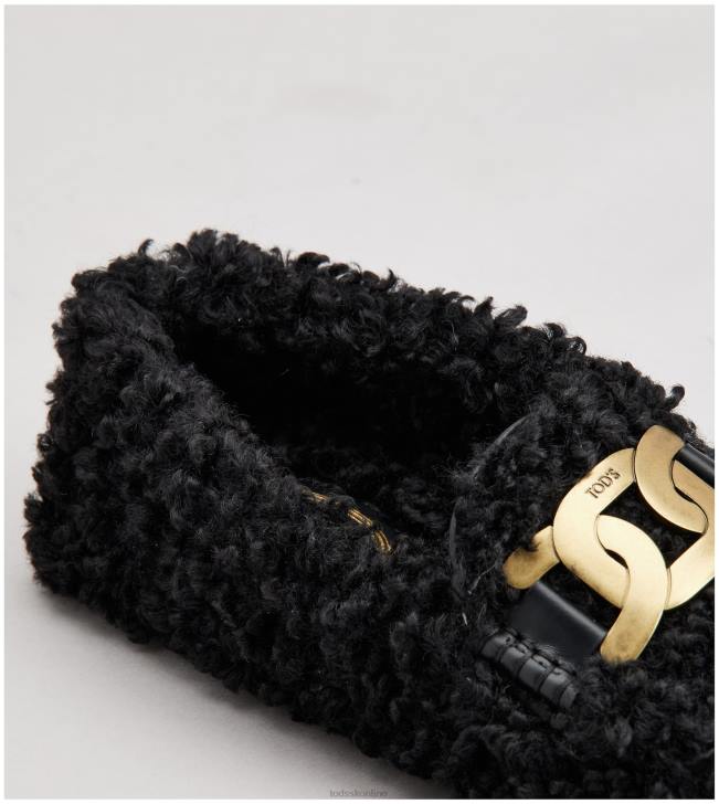 Tod\'s 8NXV115 čierna ženy vodičské topánky kate gommino z umelej kožušiny a kože