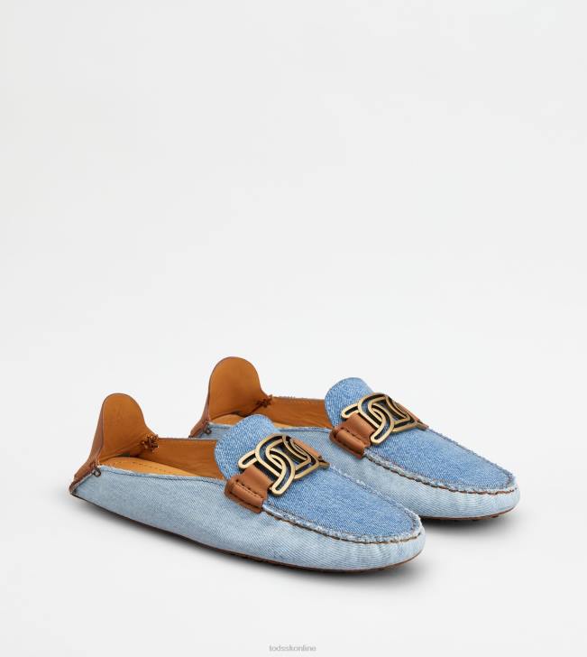 Tod\'s 8NXV75 svetlo modrá/hnedá ženy gommino mules z džínsoviny a kože
