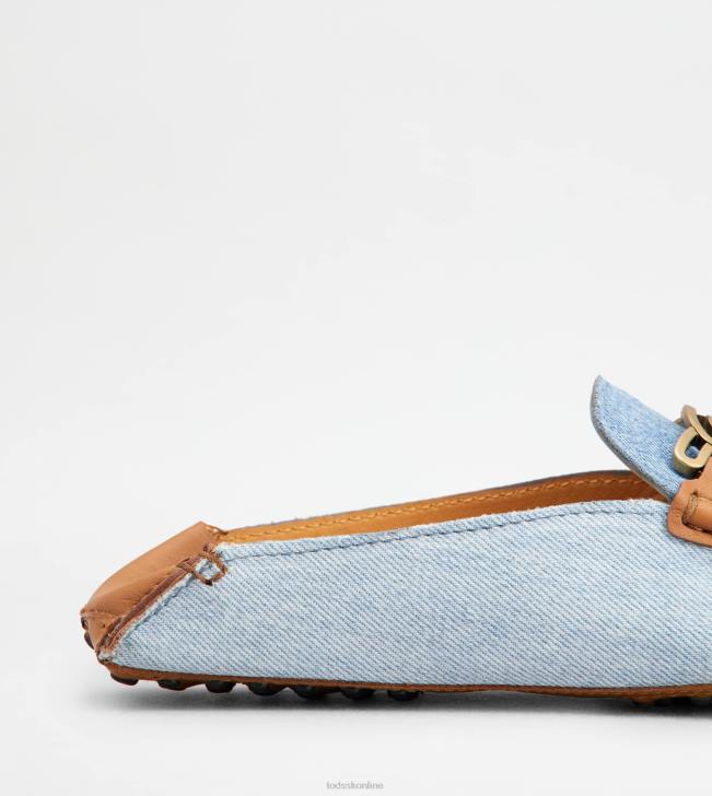 Tod\'s 8NXV75 svetlo modrá/hnedá ženy gommino mules z džínsoviny a kože