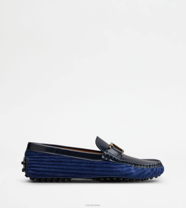 Tod\'s 8NXV77 modrá/zlatá ženy t nadčasové gommino topánky z kože a zamatu