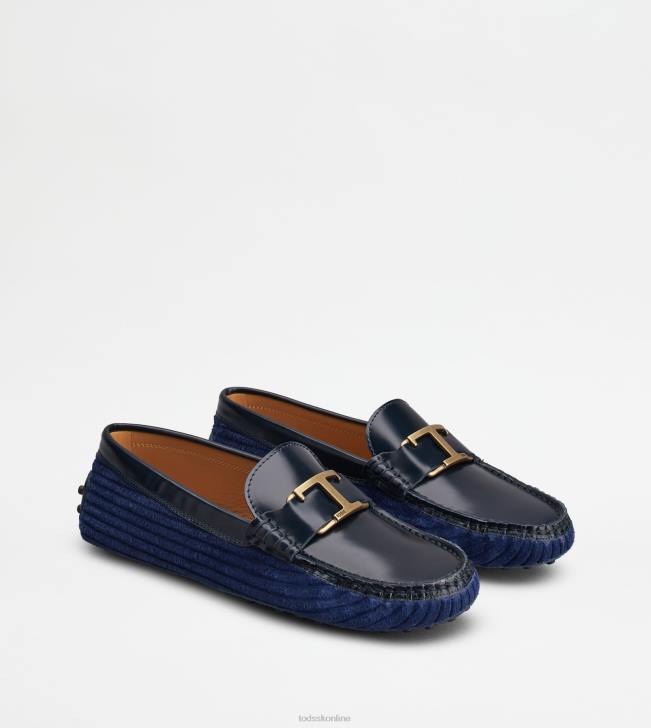 Tod\'s 8NXV77 modrá/zlatá ženy t nadčasové gommino topánky z kože a zamatu