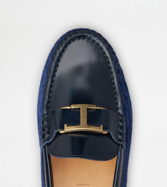 Tod\'s 8NXV77 modrá/zlatá ženy t nadčasové gommino topánky z kože a zamatu