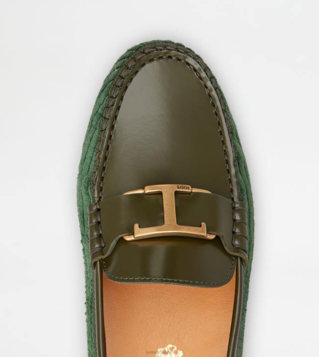 Tod\'s 8NXV79 zelená ženy t nadčasové gommino topánky z kože a zamatu