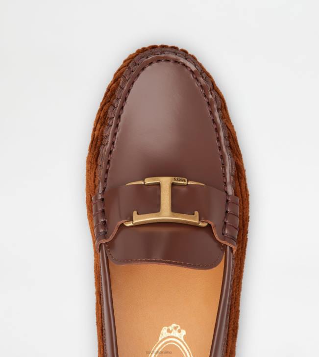 Tod\'s 8NXV80 hnedá ženy t nadčasové gommino topánky z kože a zamatu