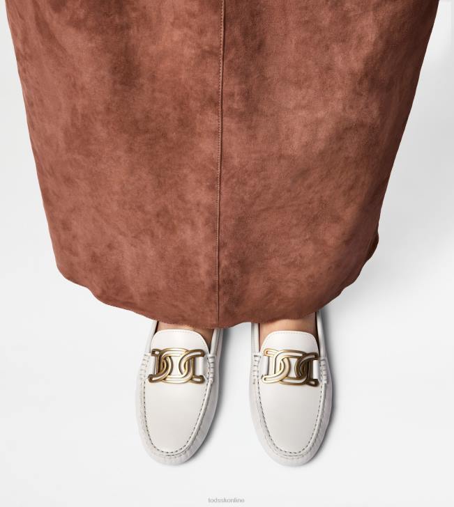 Tod\'s 8NXV93 biely ženy vodičské topánky kate gommino v koži