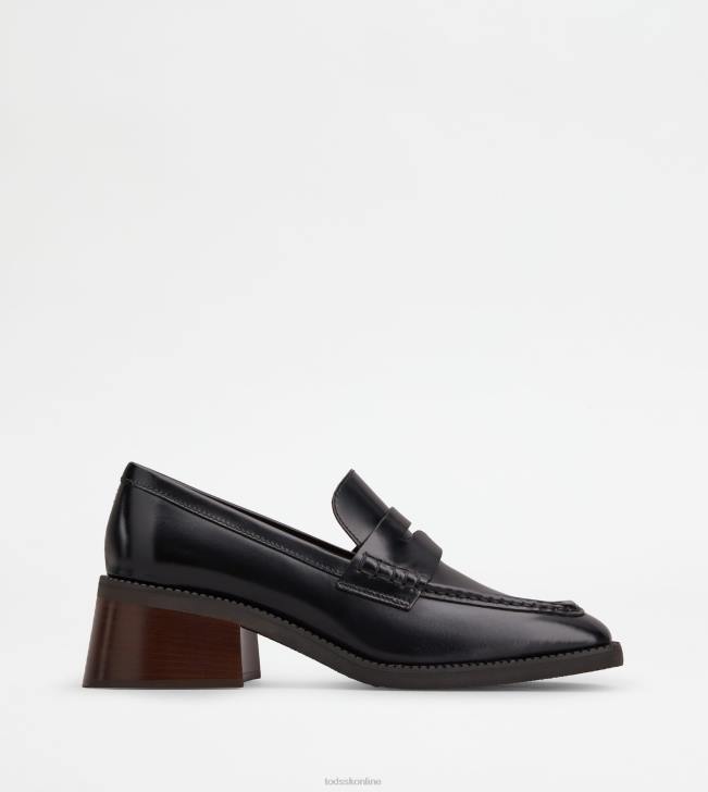 Tod's 8NXV10 čierna ženy mokasíny na podpätku z kože