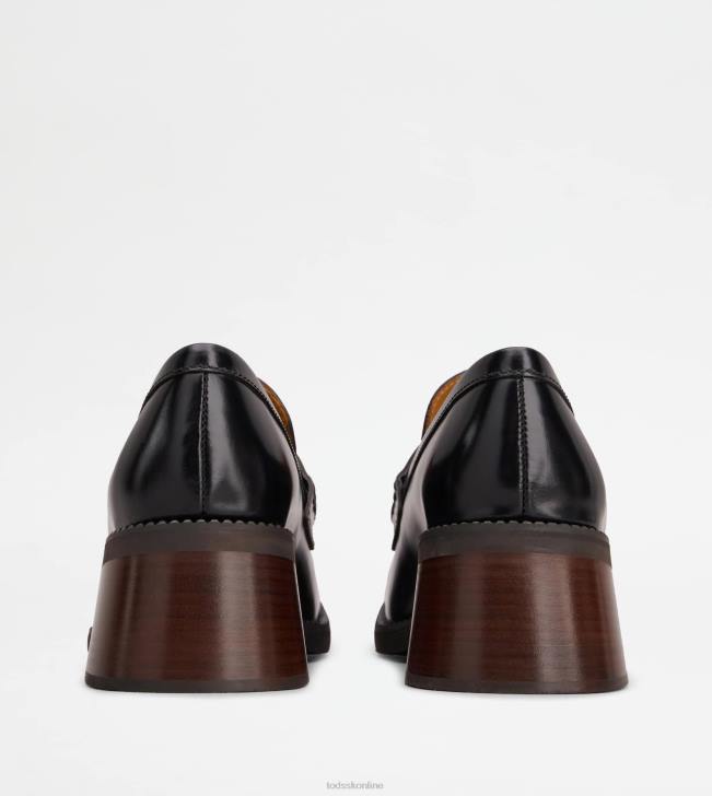Tod\'s 8NXV10 čierna ženy mokasíny na podpätku z kože