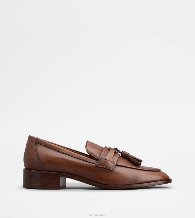 Tod's 8NXV13 hnedá ženy mokasíny v koži so strapcami