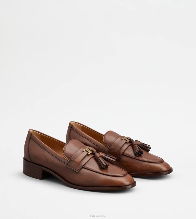 Tod\'s 8NXV13 hnedá ženy mokasíny v koži so strapcami