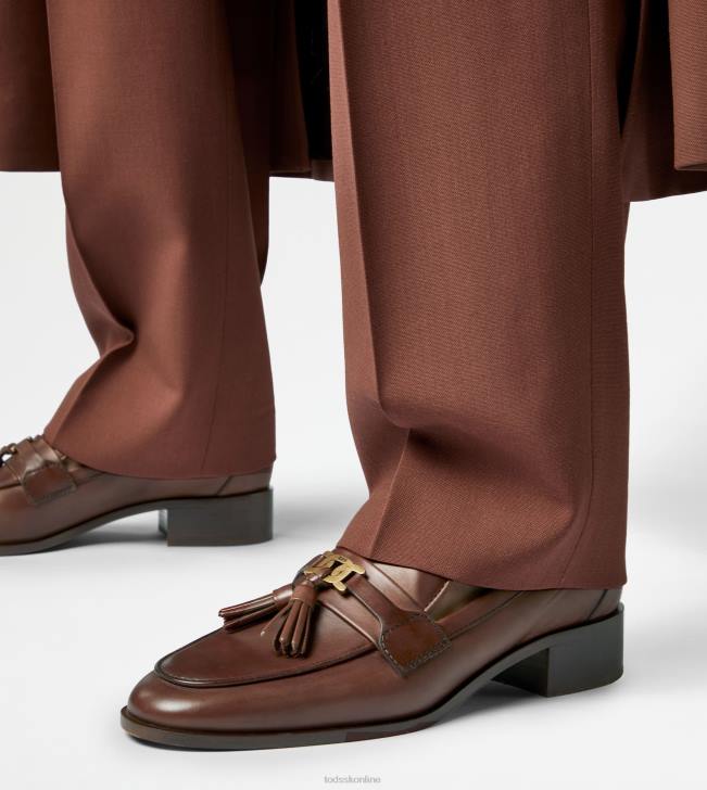 Tod\'s 8NXV13 hnedá ženy mokasíny v koži so strapcami