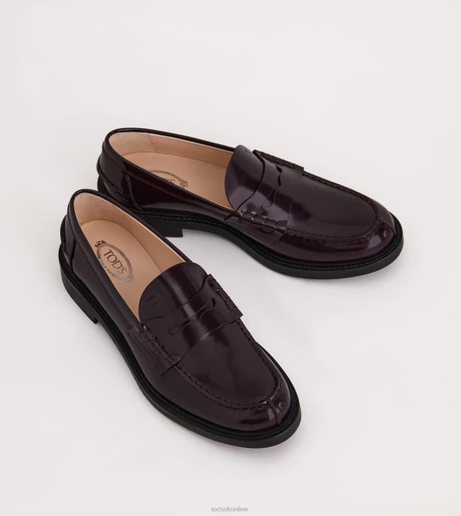 Tod\'s 8NXV17 bordová ženy mokasíny v koži