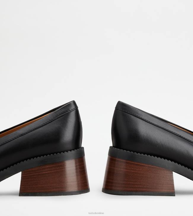 Tod\'s 8NXV1 čierna ženy kate mokasíny v koži s podpätkom
