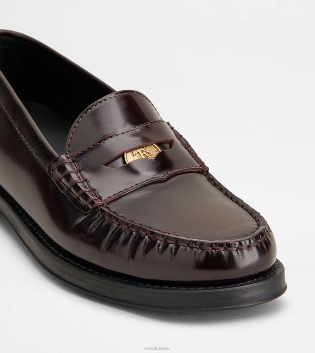 Tod\'s 8NXV21 bordová ženy mokasíny v koži