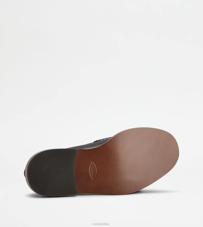Tod\'s 8NXV34 čierna ženy mokasíny z kože s tkaným lemom