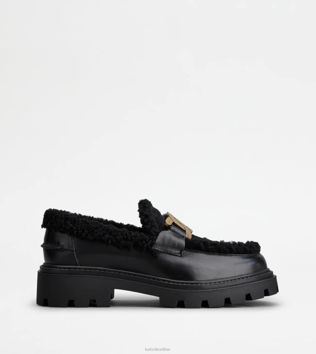 Tod's 8NXV36 čierna ženy kate mokasíny z kože a ovčej kože