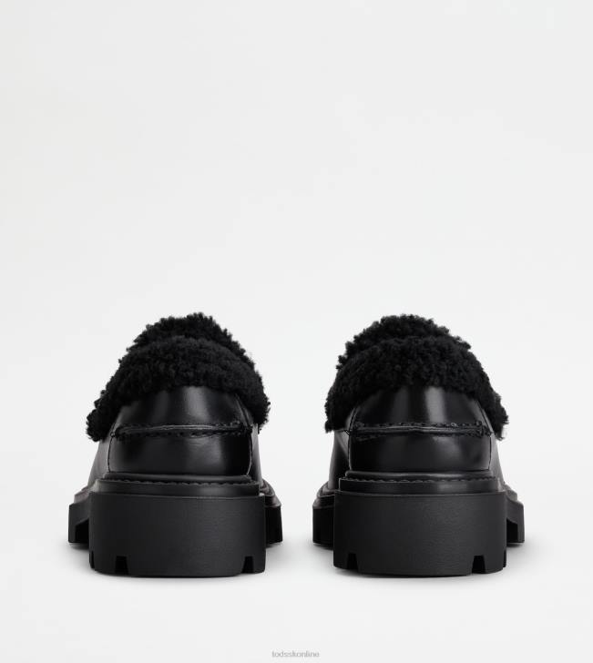 Tod\'s 8NXV36 čierna ženy kate mokasíny z kože a ovčej kože