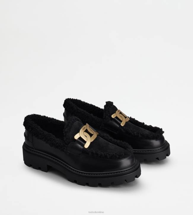 Tod\'s 8NXV36 čierna ženy kate mokasíny z kože a ovčej kože