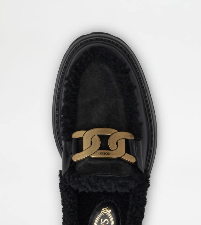 Tod\'s 8NXV36 čierna ženy kate mokasíny z kože a ovčej kože