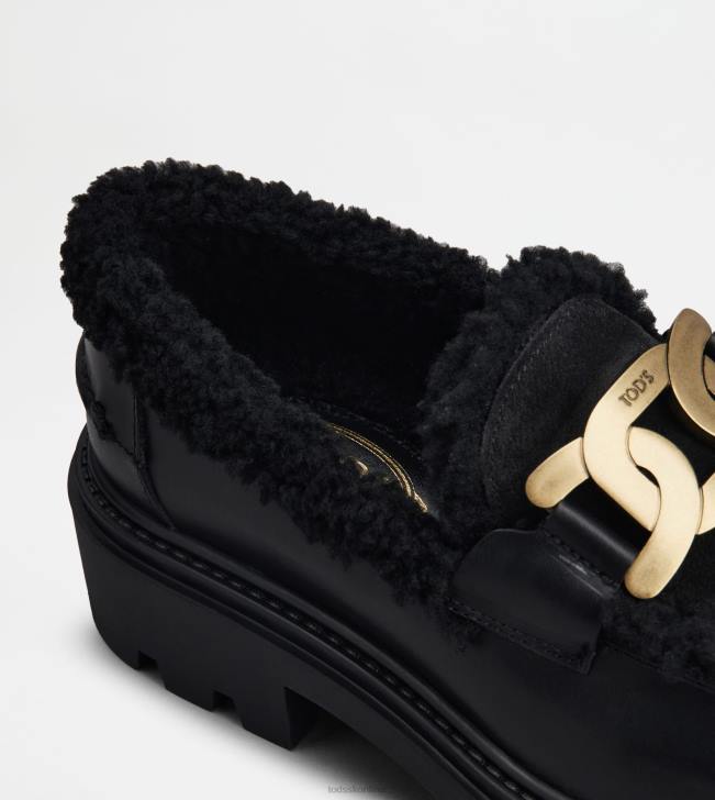 Tod\'s 8NXV36 čierna ženy kate mokasíny z kože a ovčej kože