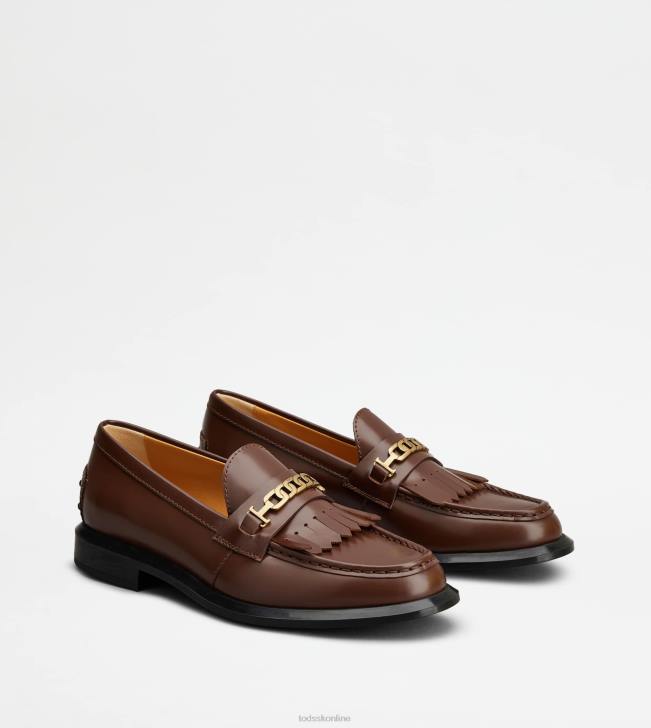Tod\'s 8NXV39 hnedá ženy mokasíny z kože so strapcami