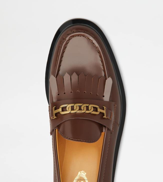 Tod\'s 8NXV39 hnedá ženy mokasíny z kože so strapcami