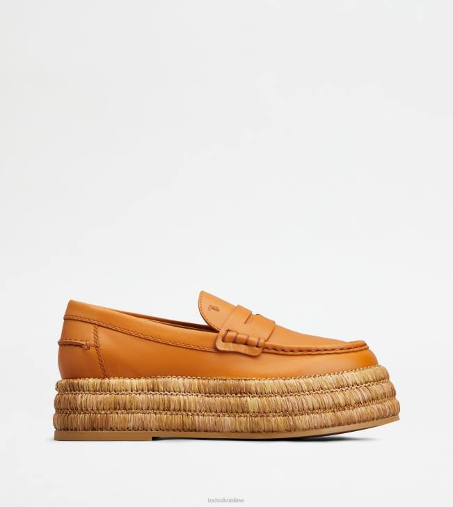 Tod\'s 8NXV3 oranžová ženy kožené mokasíny na platforme