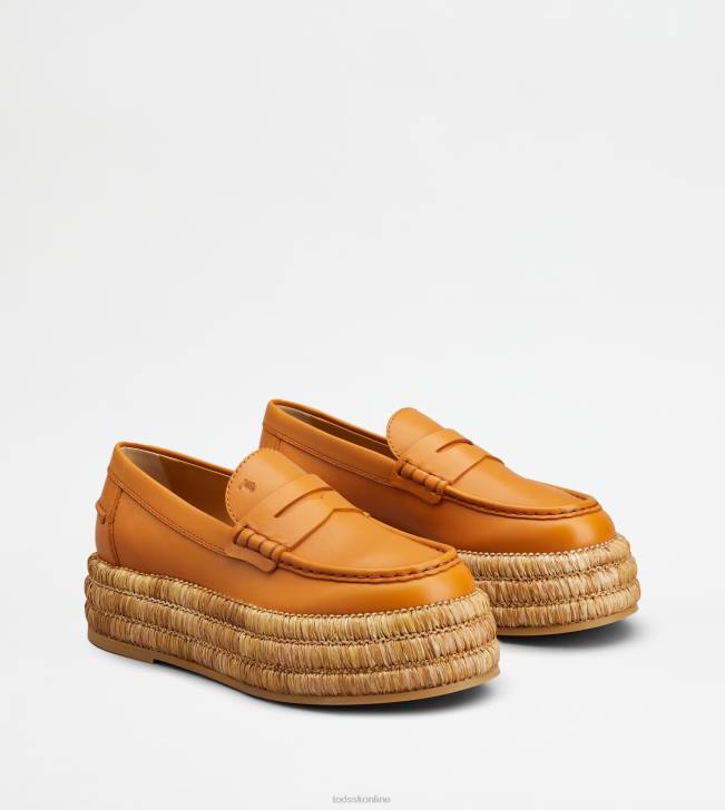Tod\'s 8NXV3 oranžová ženy kožené mokasíny na platforme