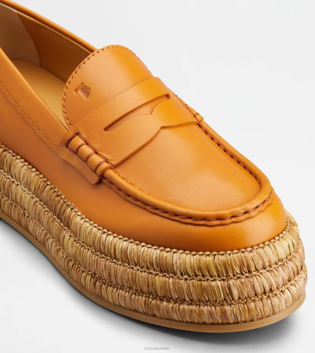 Tod\'s 8NXV3 oranžová ženy kožené mokasíny na platforme