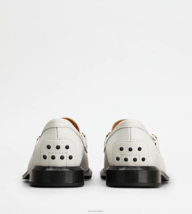Tod\'s 8NXV40 biely ženy mokasíny z kože so strapcami