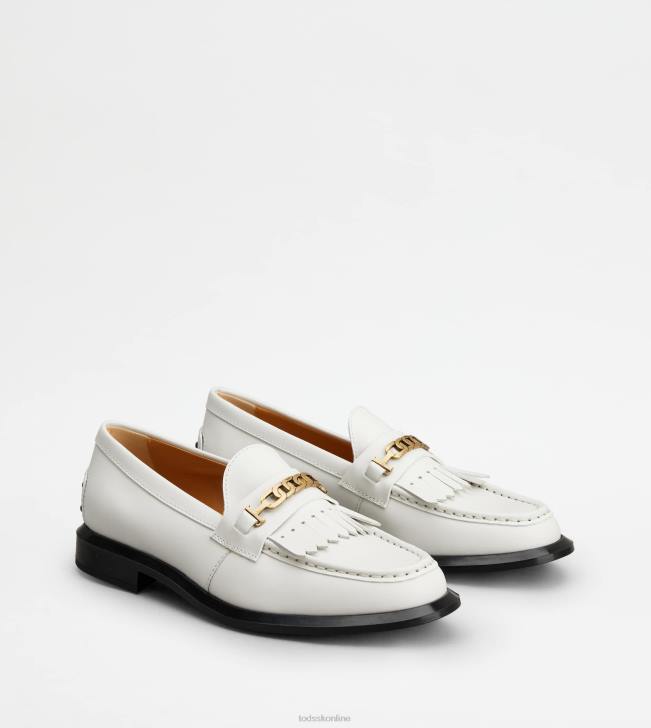 Tod\'s 8NXV40 biely ženy mokasíny z kože so strapcami