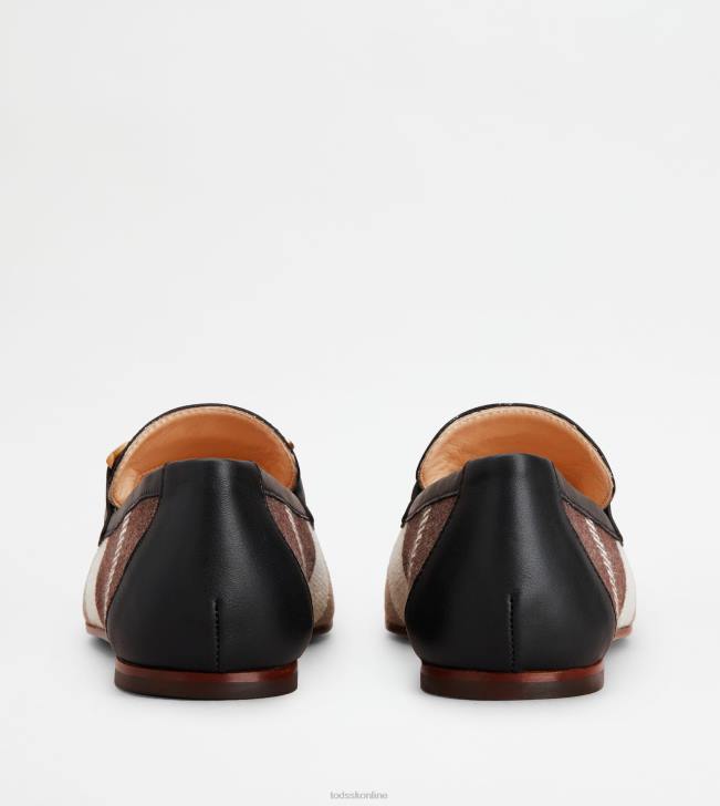 Tod\'s 8NXV57 hnedá/biela/béžová ženy kate mokasíny z látky a kože
